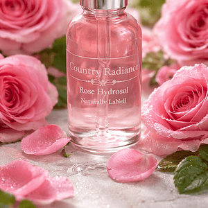 Rose hydrosol natural facial toner, floral skincare for healthy glow.