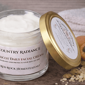 Natural skincare, facial moisturizer, apricot daily cream, organic skincare, red rock homestead.