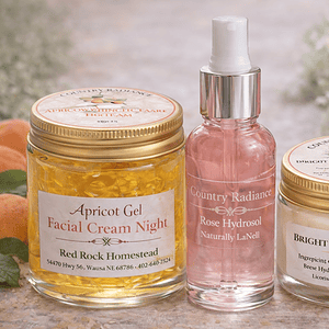 Deliciously scented apricot gel night cream with natural ingredients from Red Rock Homestead.